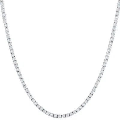 Pompeii3 Huge 28 Ct Men's Natural Diamond Tennis Necklace 14k White Gold 22" In Multi