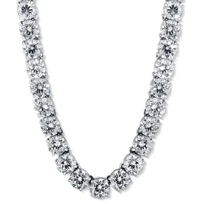 Pompeii3 Huge 69 Ct Diamond Tennis Necklace 14k White Gold 18" Lab Grown In Silver