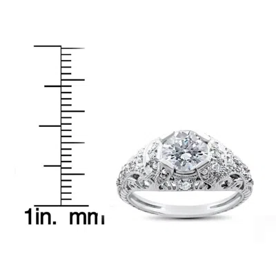 Pompeii3 Lab Grown Diamond Engagement Ring 1 1/5ct Filligre Antique 14k White Gold Size Selectable In Metallic