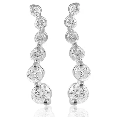 Pompeii3 Ladies 1/2ct Diamond Journey Earrings 14k White Gold In Multi