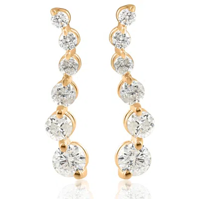 Pompeii3 Ladies 1/2ct Diamond Journey Earrings 14k Yellow Gold In Multi