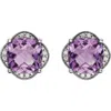 Pompeii3 Large Amethyst & Diamond Vintage 4.25ct Halo Studs Womens Earrings White Gold In Multi