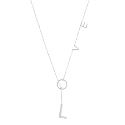 Pompeii3 Love Lariat Necklace 18k White Gold Plated 21" In Brown