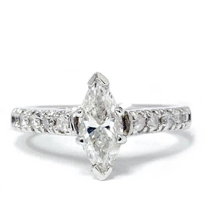 Pompeii3 Marquise 1 1/5 Carat Enhanced Diamond Engagement Accent Ring 14k White Gold In Multi