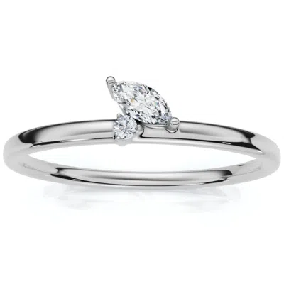 Pompeii3 Marquise Diamond Stackable Wedding Ring Women's Anniversary Band 14k Gold In Metallic