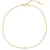 Pompeii3 Max Anklet 9.5"18k Yellow Gold Plated 5mm Freshwater Pearls Lobster Clasp In Gold