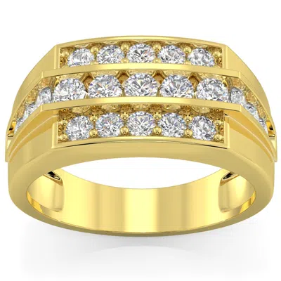 Pompeii3 Men's 1 1/2 Ct. T. W. Diamond Stepped Triple Row Ring In 10k Gold In Silver