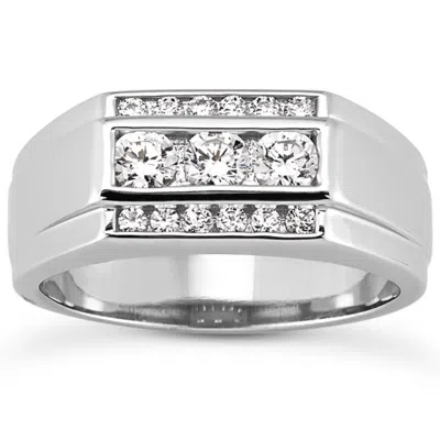 Pompeii3 Men's 1 Ct T. W. Diamond Ring 10k White Gold In Gray