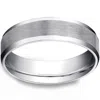 Pompeii3 Men's 10k White Gold 6mm Plain Wedding Band With Satin Center And Beveled Sides In Multi