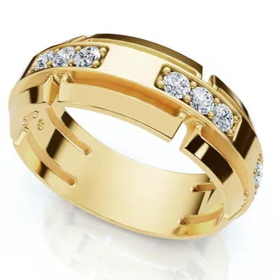 Pompeii3 Men's 1/2ct 7mm Wide Interlocked Diamond Wedding Ring 14k Gold Lab Grown In Silver