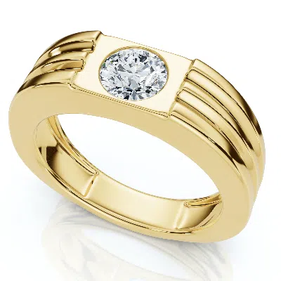 Pompeii3 Men's 1/2ct Round Bezel Diamond Solitaire Ring 14k Gold Or Platinum Lab Grown
