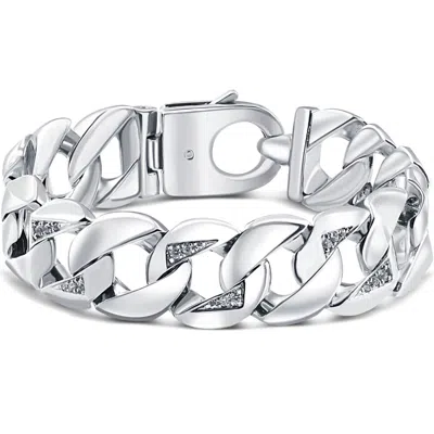 Pompeii3 Men's 14k Gold (147gram) Or Platinum (276gram) 20mm Diamond Bracelet 9" In Gray