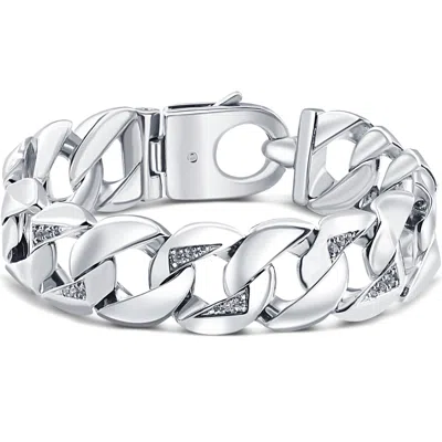 Pompeii3 Men's 14k Gold (147gram) Or Platinum (276gram) 20mm Diamond Bracelet 9" In Silver