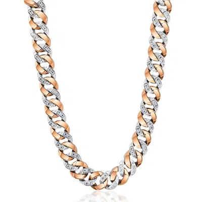 Pompeii3 Men's 14k Gold (245gram) Or Platinum (460gram) 15mm Diamond Chain Necklace 20" In Pink