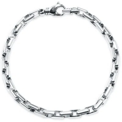 Pompeii3 Men's 14k Gold (28gram) Or Platinum (45gram) 5.5mm Link Bracelet 8.5" In Silver