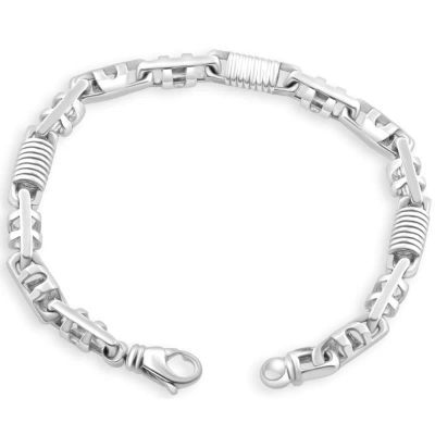 Pompeii3 Men's 14k Gold (30gram) Or Platinum (57gram) 6.5mm Link Bracelet 8.5" In Silver