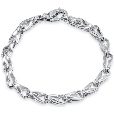 Pompeii3 Men's 14k Gold (31gram) Or Platinum (51gram) 6.5mm Link Bracelet 8.5" In Silver