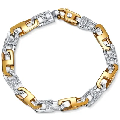 Pompeii3 Men's 14k Gold (45gram) Or Platinum (72gram) 8.5mm Diamond Bracelet 8.5" In Silver