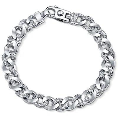 Pompeii3 Men's 14k Gold (45gram) Or Platinum (72gram) 9.5mm Diamond Bracelet 8.5" In Silver