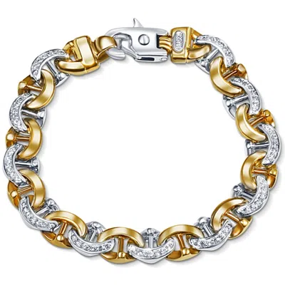 Pompeii3 Men's 14k Gold (47gram) Or Platinum (88gram) 10.5mm Diamond Bracelet 8.5" In Silver