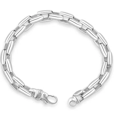 Pompeii3 Men's 14k Gold (56gram) Or Platinum (90gram) 9mm Link Bracelet 8.5" In Silver