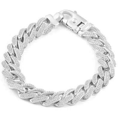 Pompeii3 Men's 14k Gold (80gram) Or Platinum (135gram) 12.5mm Diamond Cuban Bracelet 8.5" In Metallic