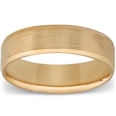 Pompeii3 Men's 14k Yellow Gold 6mm Plain Wedding Band With Satin Center And Bright Sides