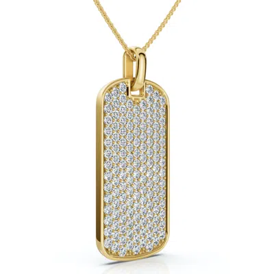 Pompeii3 Men's 1ct Diamond Dog Tag Pendant 14k Gold Necklace Lab Grown 18" Chain