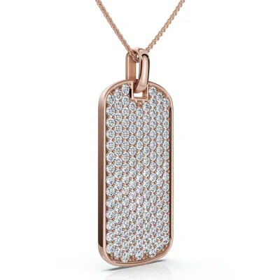Pompeii3 Men's 1ct Diamond Dog Tag Pendant 14k Gold Necklace Lab Grown 18" Chain