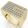 Pompeii3 Men's 1ct Diamond Rectangle Cluster Ring 10k Yellow Gold In Silver