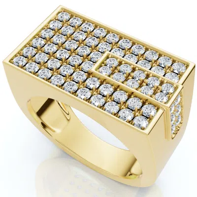 Pompeii3 Men's 1ct Diamond Rectangle Cluster Ring 10k Gold Lab Grown In Silver