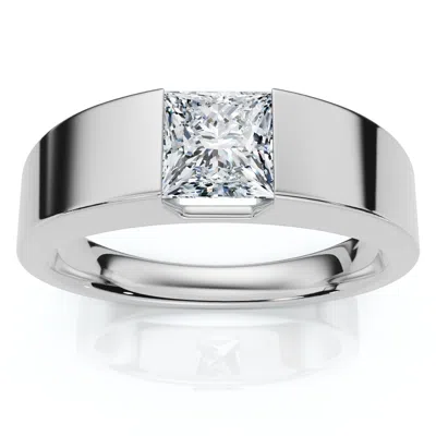 Pompeii3 Men's 1ct Princess Cut Diamond Wedding Anniversary Ring 14k Gold Or Pt Lab Grown In Silver