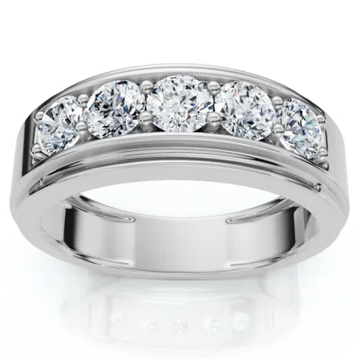 Pompeii3 Men's 1ct Tw Five Stone Diamond Wedding Ring 14k Gold Or Platinum Lab Grown