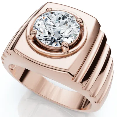 Pompeii3 Men's 2ct Certified Ridged Solitaire Ring Gold Lab Grown
