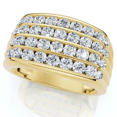 Pompeii3 Men's 2ct Diamond Ring Gold Multi Row Wedding Anniversary Band Lab Grown In Silver