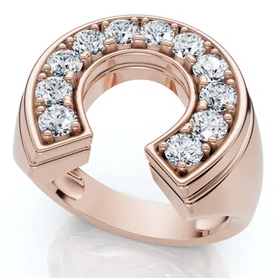 Pompeii3 Men's 3/4ct Diamond Horseshoe Lucky Pinky Ring Gold Lab Grown In Multi