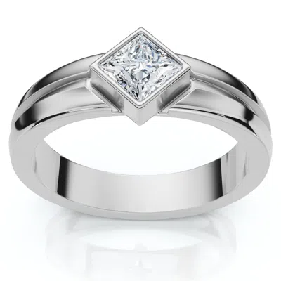 Pompeii3 Men's 3/8ct Princess Cut Diamond Bezel Polished Wedding Ring 14k Gold Lab Grown In Multi