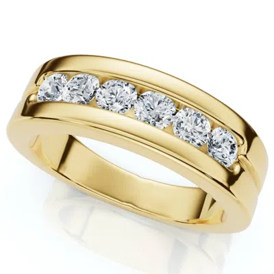 Pompeii3 Men's 5/8ct Diamond 6-stone Polished Wedding Ring Lab Grown 10k Gold In Multi