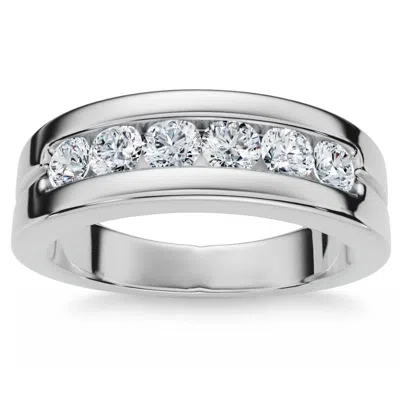 Pompeii3 Men's 5/8ct Diamond 7-stone Polished Wedding Ring Lab Grown 10k Gold In Multi