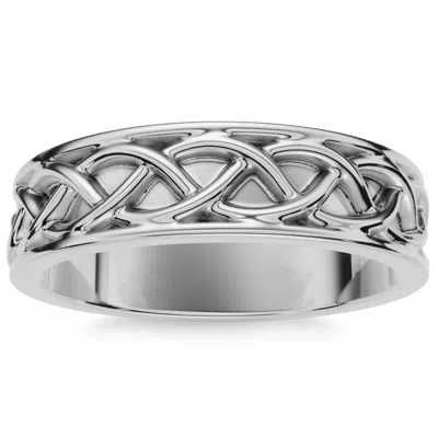 Pompeii3 Men's 6mm Solid 14k Gold Wedding Band Braided Anniversary Ring In Silver