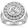 Pompeii3 Men's 8 1/2ct Diamond Hexagon Anniversary Pinkie Ring Gold Lab Grown In Silver