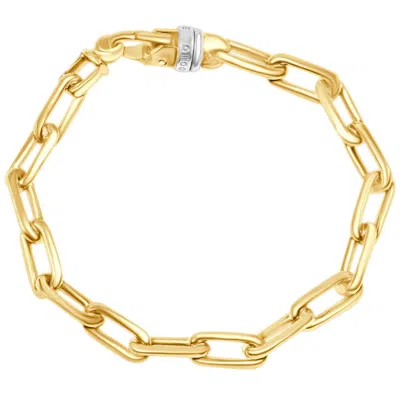 Pompeii3 Men's Attached Round 14k Gold (34gram) Or Platinum (55gram) 7.5mm Link Bracelet 8.5"