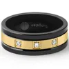 Pompeii3 Men's Black & Gold Plated Tungsten 8mm Lab Created Diamond Wedding Band In Multi