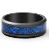 Pompeii3 Men's Blue Dragon Black Tungsten Ring 8mm Wedding Band In Black