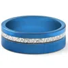 Pompeii3 Men's Blue Tungsten Ring Meteor Inlay 8mm Wedding Band In Multi