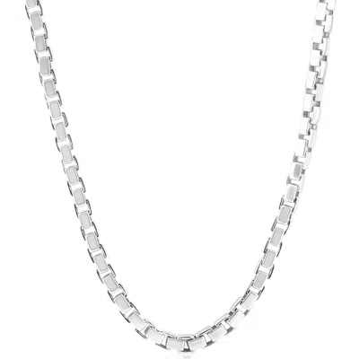 Pompeii3 Men's Box 14k Gold (74gram) Or Platinum (139gram) 5mm Link Chain Necklace 20" In Silver