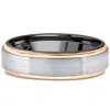 Pompeii3 Men's Brushed Black Tungsten & Rose Gold Plated Two Tone 6mm Ring Wedding Band In Multi