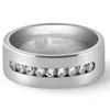 Pompeii3 Men's Brushed Titanium 8mm Ring Moissanite Wedding Band In Multi