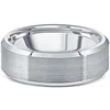 Pompeii3 Men's Brushed Tungsten 7mm Beveled Comfort Fit Ring Wedding Band In Multi