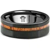 Pompeii3 Men's Brushed Tungsten & Genuine Wood 8mm Ring Wedding Band In Multi